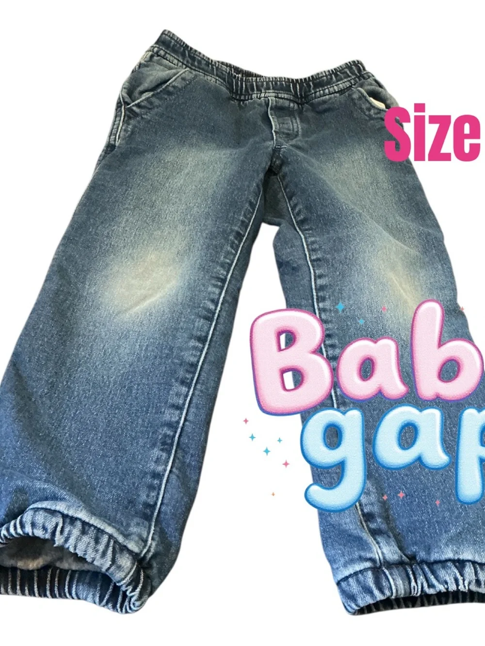 GAP Kids Washed Blue Elastic Hem Jeans
